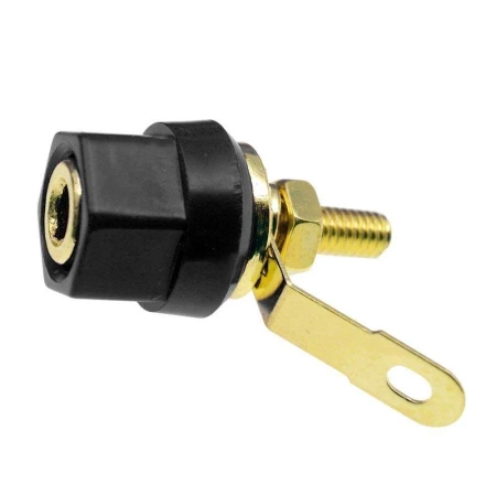 Gniazdo bananowe 4mm przykręcane czarne złocone