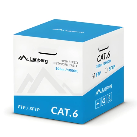 Przewód LAN FTP kat. 6, drut miedziany AWG 23, klasa Eca, Fluke Passed, na metry, Lanberg