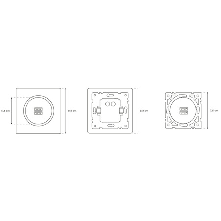 Gniazdo USB 2x 5V/2A, białe, OVAL Electromalt