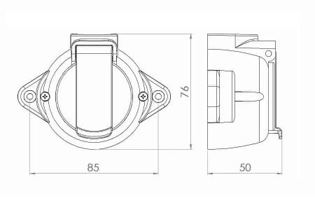 Gniazdo elektryczne bryzgoszczelne IP44 z klapką, montaż natynkowy, kolor biały, seria Retro PRL