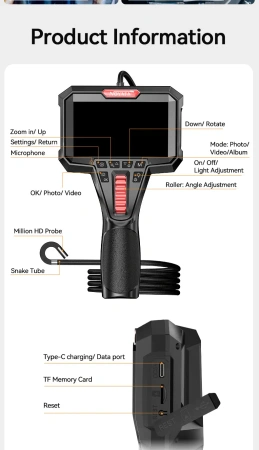 Przemysłowy endoskop ręczny HD IP67 kamera 6,2mm Noyafa NF-T20