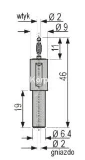 Adapter - gniazdo bezpieczne 2mm / wtyk 2mm czerwony