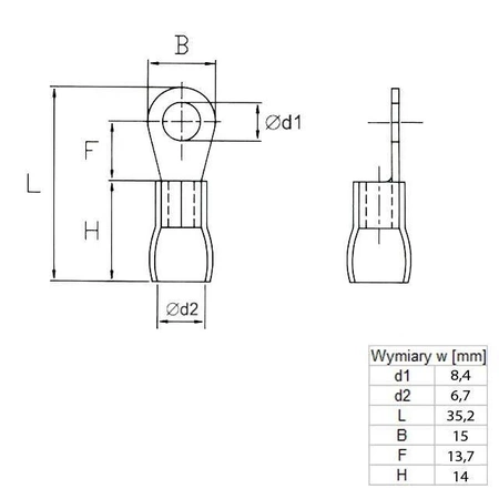 Końcówka oczkowa izolowana M8 4-6mm² - końcówka kablowa SGE