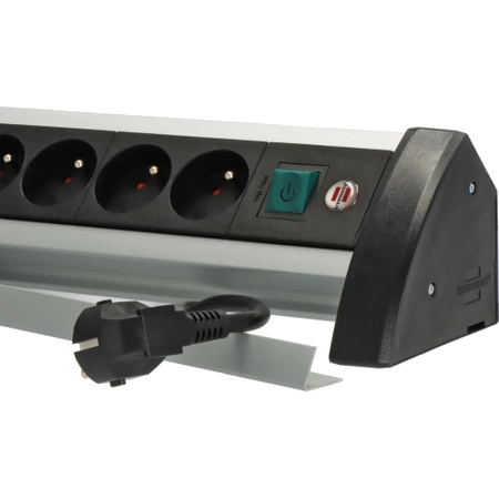 Listwa zasilająca Alu-Office-Line 4 gniazda + 2x USB, 1.8m, 16A, czarno-srebrny