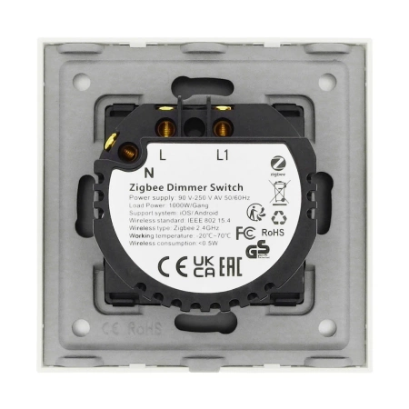 Ściemniacz Smart 1000W ZigBee - dotykowy szklany panel biały - podtynkowy - TAWOIA Smart Home
