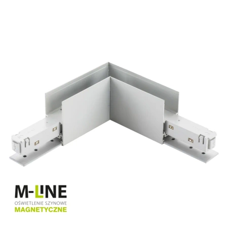 Łącznik kątowy do szyny magnetycznej poziomy natynkowy biały M-LINE
