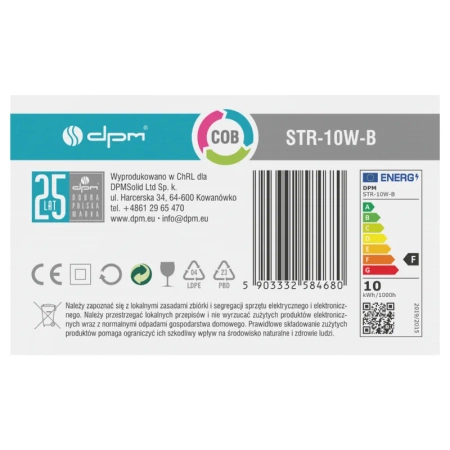 Reflektor szynowy LED 10W, 886lm, 4100K, czarny