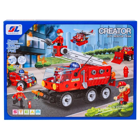 Klocki konstrukcyjne: STRAŻ POŻARNA 7w1, 159 elementów