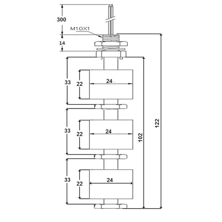 Magnetyczny czujnik poziomu cieczy CMW120 potrójny NO