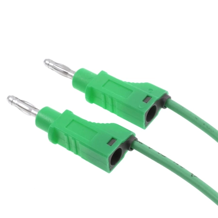 Przewód silikonowy 1mm2 z 2 wtykami prostymi 4mm 20A z dodatkowym gniazdem 4mm, 1.5m zielony