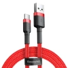 Kabel USB-A do USB-C 1m, szybkie ładowanie QC3.0 3A, nylonowy oplot, czerwony Baseus