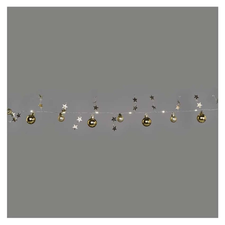 Łańcuch ozdobny: złote mini bombki z gwiadkami LED, 1.9m EMOS DCGW11