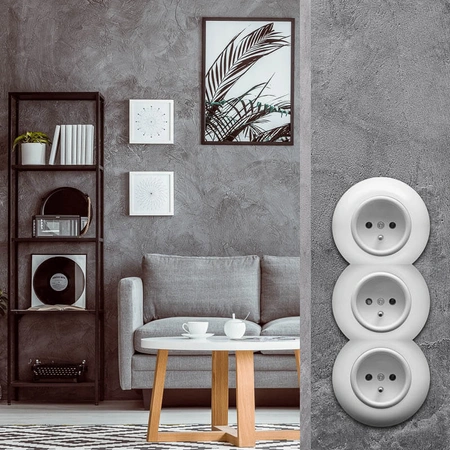 Ramka modułowa końcowa, okrągła, biała, Vintage Loft