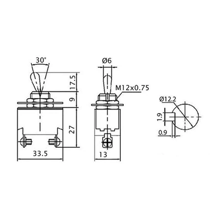 Włącznik ON-OFF KN3B-101 2-poz. pojedynczy SPST 2P