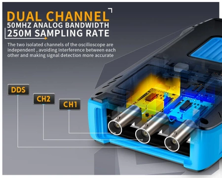 Dwukanałowy oscyloskop z multimetrem i generatorem 50MHz FNIRSI 2C53T