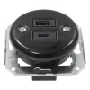 Ładowarka USB A+C 20W okrągła czarna ceramiczna podtynkowa z ramką - Ceramic Loft