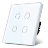 Włącznik dotykowy szklany poczwórny SCR 300W dla LED - biały - Tawoia Glass