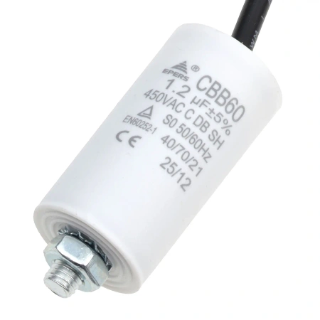 Kondensator rozruchowy do silnika 1,2µF 450VAC, CBB60, przewody 15 cm, Ø30 × 58 mm, EPERS
