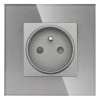 Gniazdo elektryczne pojedyncze z bolcem - szklana ramka - szare - Tawoia Glass