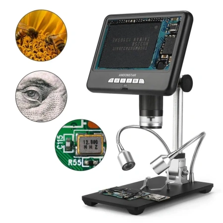 Mikroskop do lutowania SMD i kontroli PCB, ekran 10″ LCD, Full HD, 3–200x – Andonstar AD209