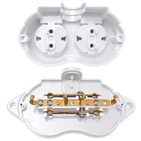 Gniazdo elektryczne podwójne Schuko IP44 białe natynkowe - Retro PRL
