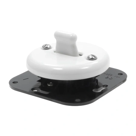 Włącznik pojedynczy dwubiegunowy dźwigniowy, okrągły z ramką, biały, Ceramic Loft