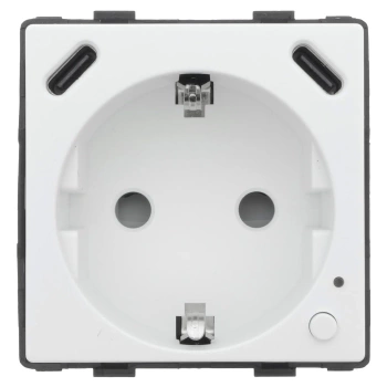 Moduł - Gniazdko pojedyncze Schuko 2x USB-C 20W - watomierz - WiFi / BT, biały - Tawoia Glass
