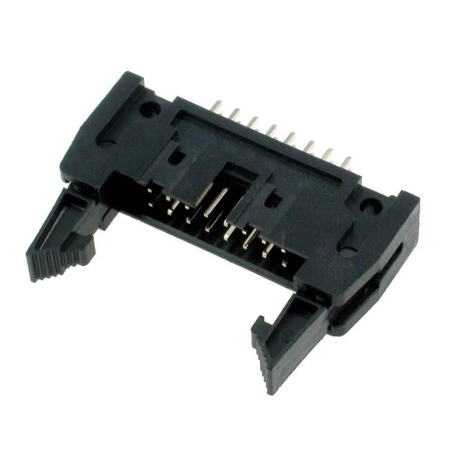 Wtyk IDC 16-stykowy prosty do montażu na PCB, raster 2,54 mm z zatrzaskami, Z-WS16VG