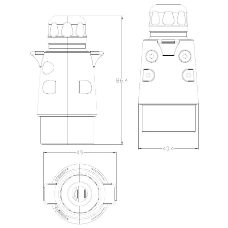 Złącze przyczepy - wtyk 7 pin, aluminiowy, E1264