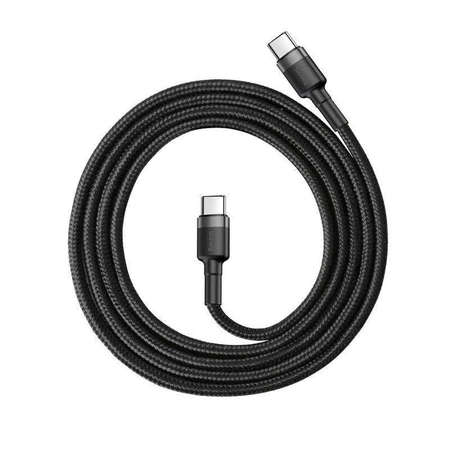 Kabel USB C-C 1m, szybkie ładowanie PD2.0 60W, QC3.0, nylonowy oplot, czarno-szary Baseus