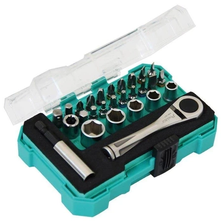 Zestaw bitów i kluczy nasadowych 27szt z grzechotką, Proskit SD-2318M