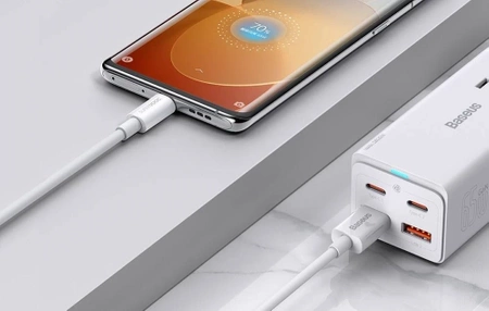 Kabel USB do USB-C 1m, szybkie ładowanie QC 65W, Baseus Superior Series, biały