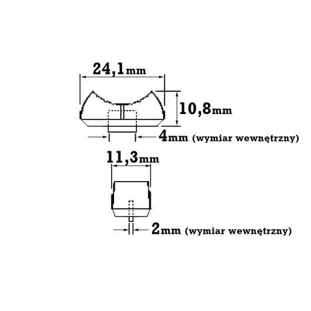 Gałka suwak na trzpień 4mm, 24x11x11mm, zielona