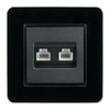 Gniazdo komputerowo-telefoniczne RJ45 i RJ11, kwadratowe, czarne, podtynkowe, moduł bez ramki, QUAD