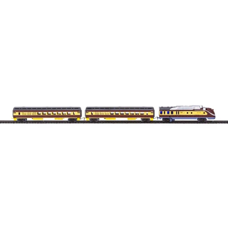 Kolejka elektryczna FENFA, pociąg pasażerski, parowóz i 2 wagony, tor w zestawie