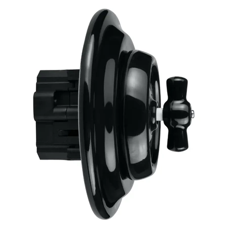 Włącznik światła schodowy obrotowy z ramką, ceramiczny, montaż podtynkowy, kolor czarny Ceramic Loft