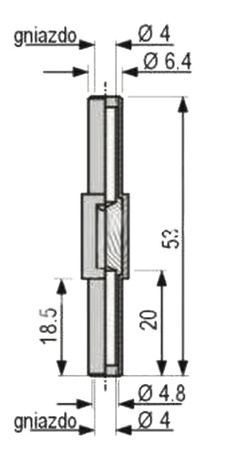 Sprzęgło przewodów pomiarowych bezpiecznych, 2x gniazdo 4mm niebieskie