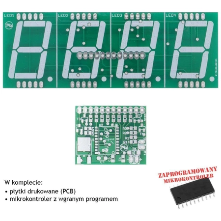 Termometr LED - wersja 27mm czerwony - PCB's i mikroprocesor do projektu AVT 1697/2