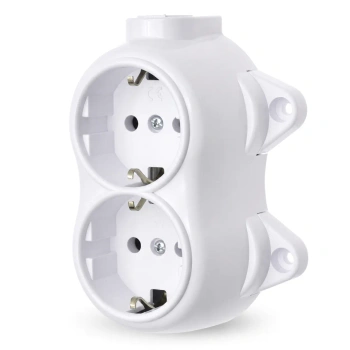 Gniazdo elektryczne Schuko podwójne białe natynkowe - Retro PRL