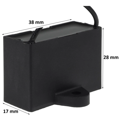 Kondensator rozruchowy do silnika 3uF 450VAC, przewody 20cm, 38x17x28mm