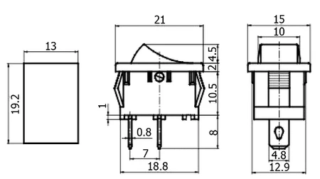 Włącznik ON-OFF MRS-101A-C3 6A/250VAC czarny