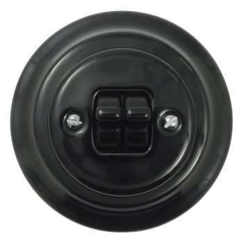 Włącznik żaluzjowy kołyskowy ceramiczny, okrągły z ramką, podtynkowy czarny Ceramic Loft