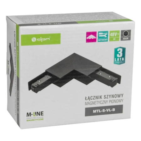 Łącznik kątowy do szyny magnetycznej pionowy natynkowy czarny M-LINE