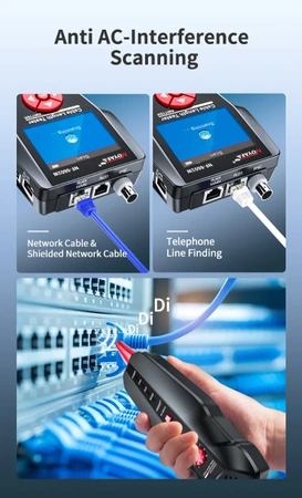 Tester LAN RJ45, RJ11, BNC, szukacz par przewodów, test ping, LCD, Noyafa NF-8601W