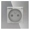 Gniazdo elektryczne IP44 z klapką - szklana ramka - szare - Tawoia Glass
