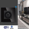 Gniazdko elektryczne z watomierzem - sterowanie WiFi + Bluetooth - szklana ramka - czarne - Tawoia Smart Home