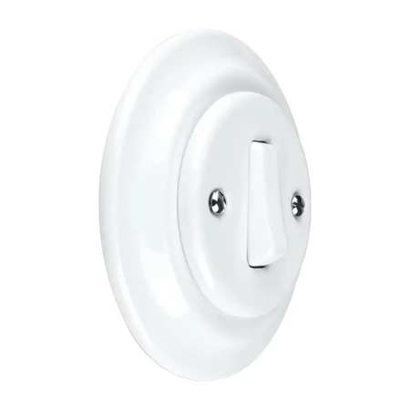 Włącznik światła z ramką, ceramiczny, montaż podtynkowy, kolor biały Ceramic Loft