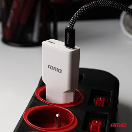 Kabel USB-C - USB-C, 60 W, 1 m, magnetyczny, AMiO