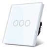 Włącznik potrójny SCR 300W LED - dotykowy szklany panel biały - podtynkowy - TAWOIA Glass