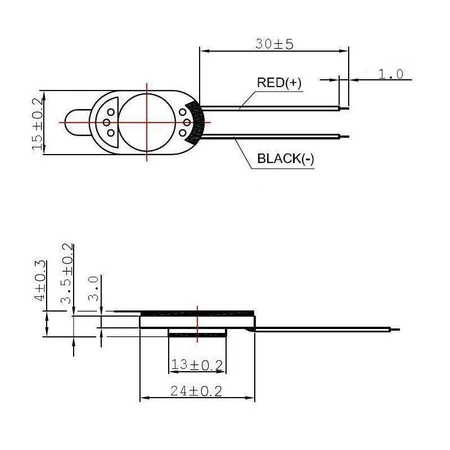 Głośnik miniaturowy, 0,5 W, 8 om, 24 × 15 mm, wysokość 4 mm, membrana tworzywo, MG24-15